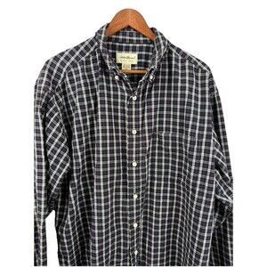 Eddie Bauer Mens XL Red White Blue Plaid 100% Cotton Button Down Shirt